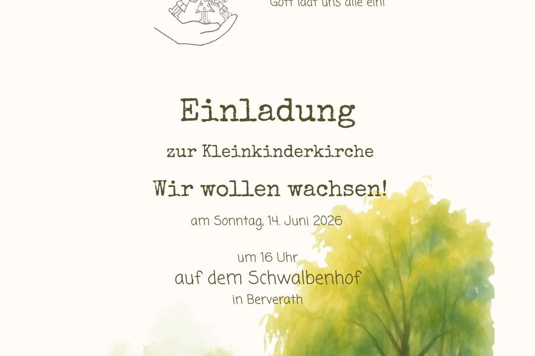 Einladung zur Kleinkinderkirche am 14.06 ab 16.00 Uhr auf dem Schwalbenhof