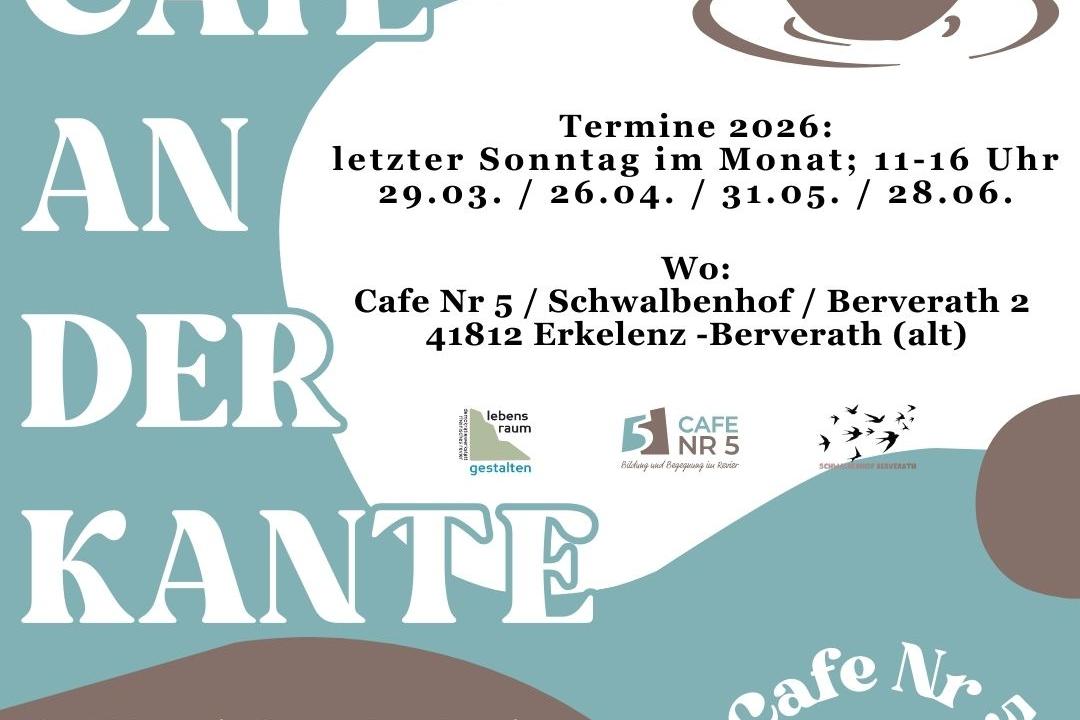 Einladung zum offenen Cafe an der Kante für 2026 im Schwalbenhof am 29.03 / 26.04 / 31.05 / 28.06