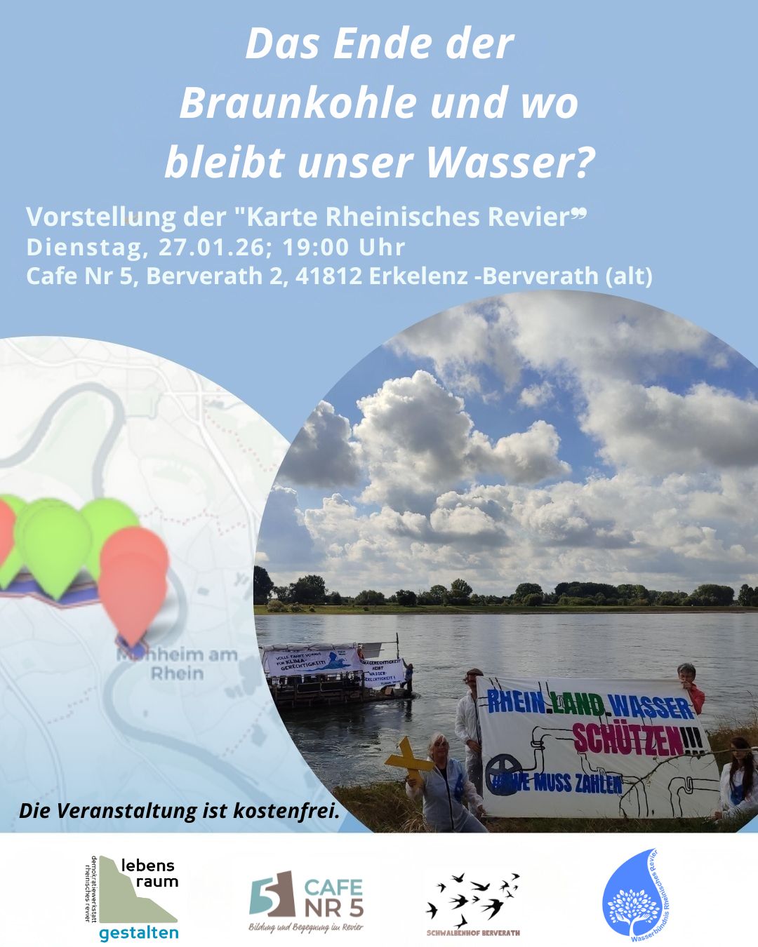 Einladung zur Veranstaltung 'Wo bleibt unser Wasser' am 27.01 ab 19.00 Uhr im cafe Nr 5